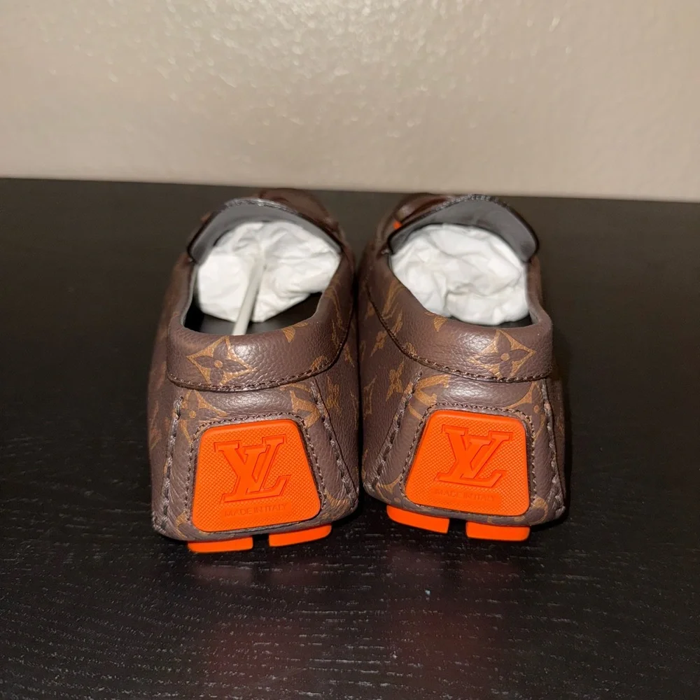 Louis Vuitton Brown and Orange Oxfords with Monogram Pattern - Picture 5 of 6